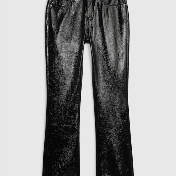 The Gap Mid Rise Black Vegan Patent Leather Baby Boot Pants 32/14 NEW - Picture 3 of 3